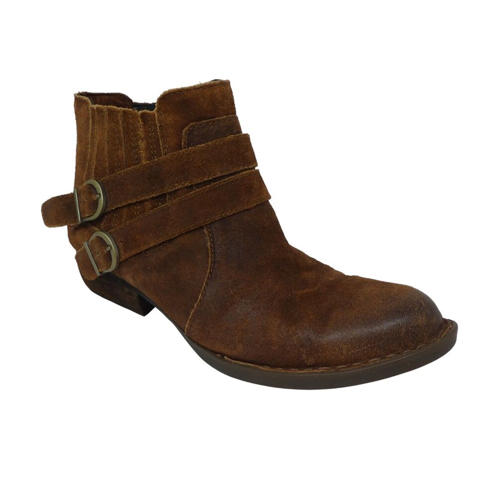 Born Moringa Brown Suede Western Boho Ankle Boots Booties